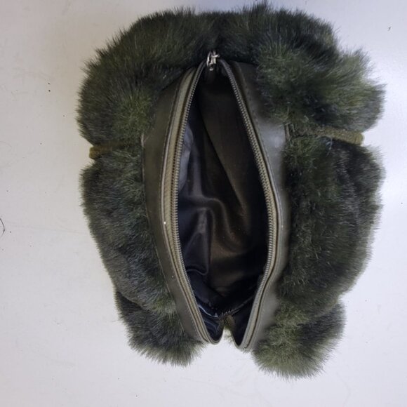 Green Fuzzy Faux Fur Rectangular Handbag - Picture 8 of 16